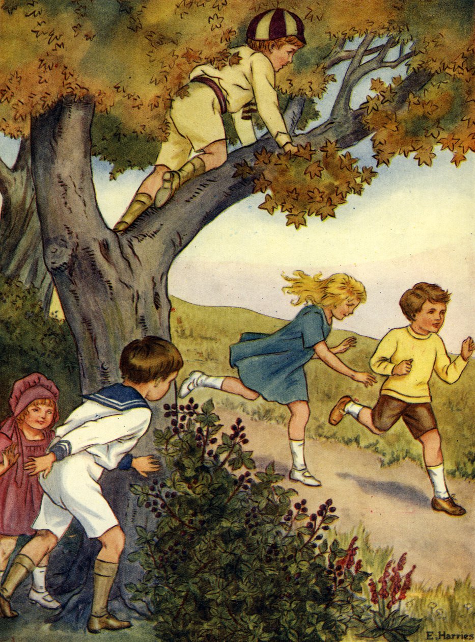 Děti se schovávají za stromem od Edwin Harris