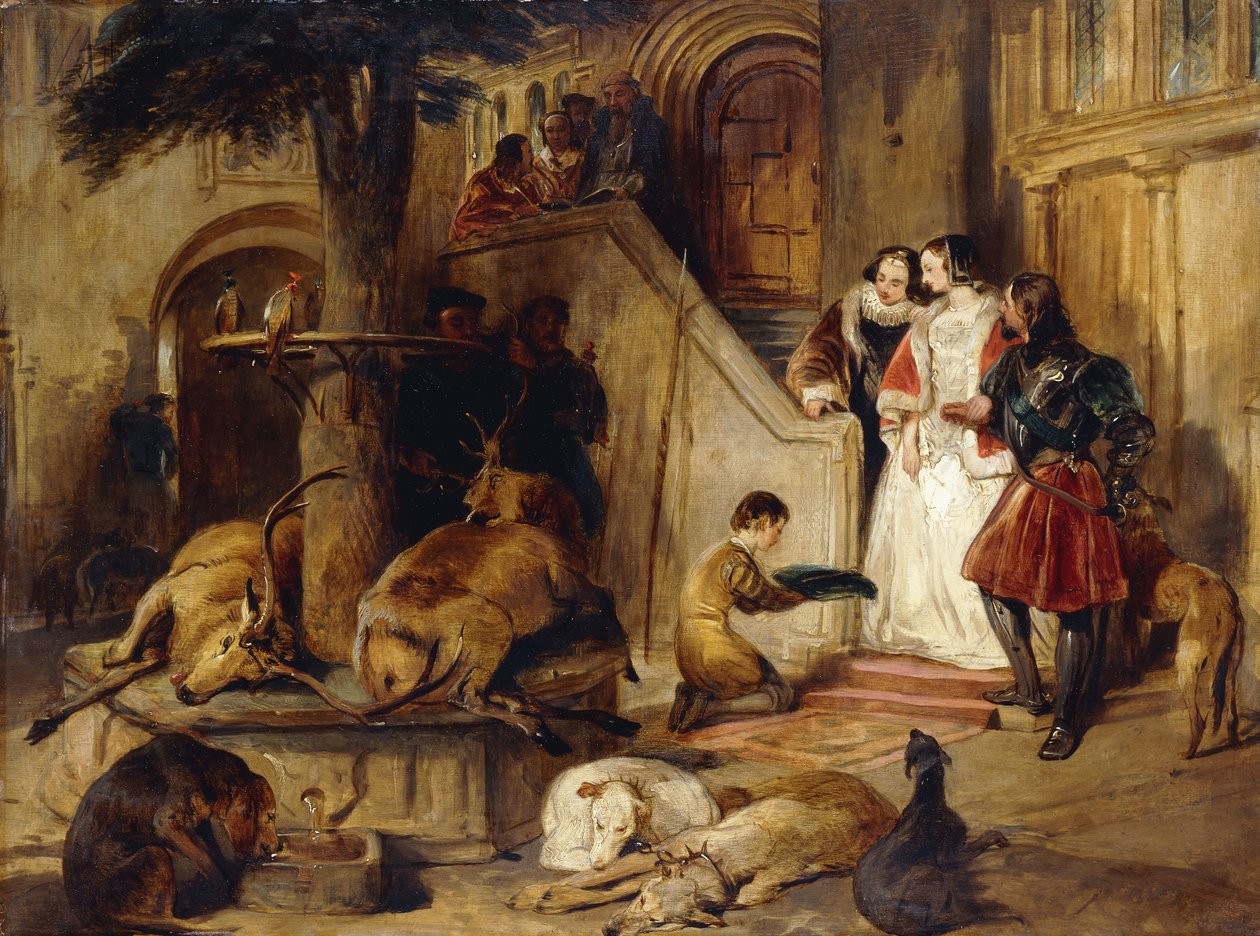 Nádvoří za starých časů, od Edwin Landseer