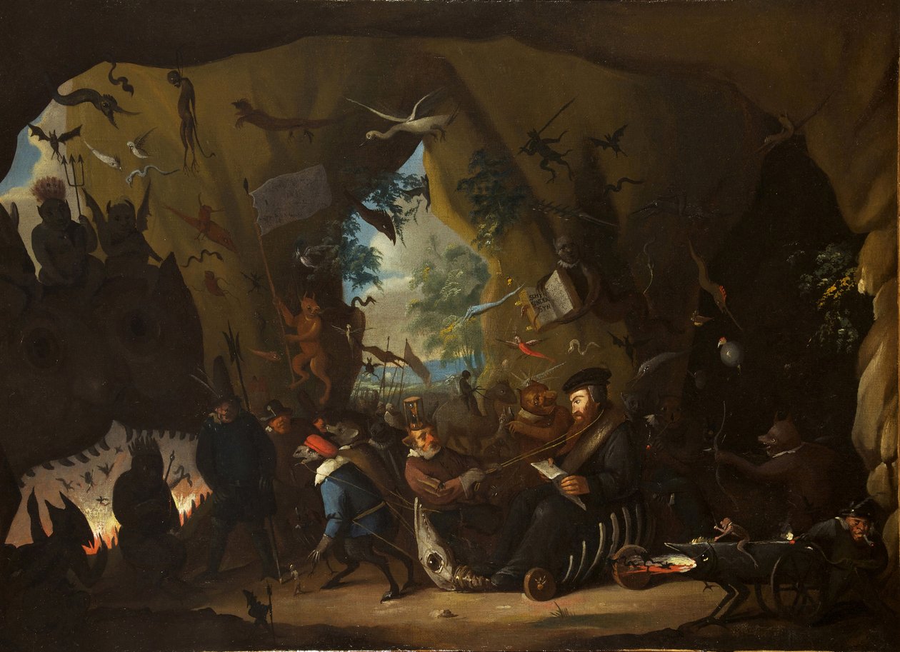 Kalvín v pekle od Egbert van Heemskerk the Younger