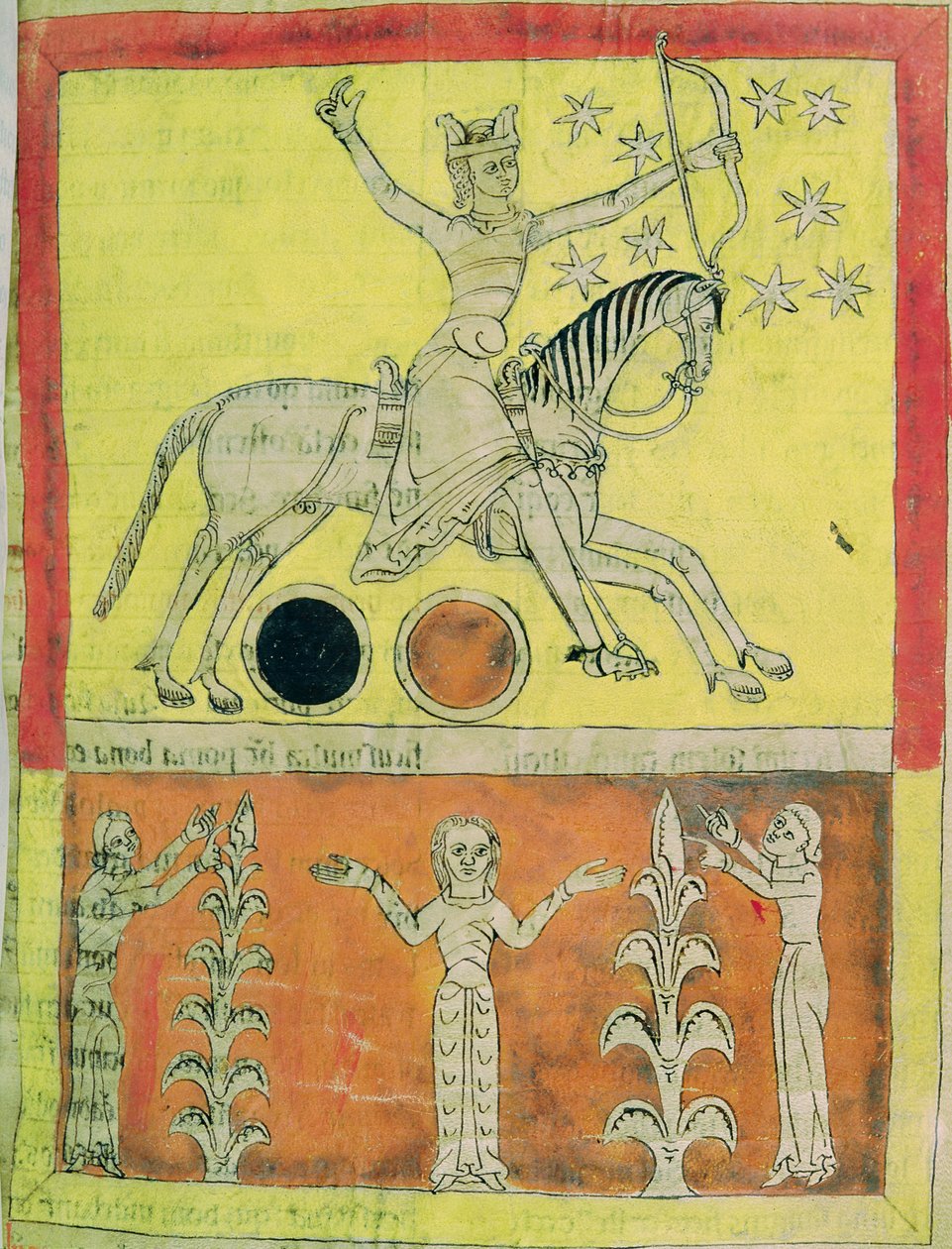 Bílý rytíř na bílém koni odjíždí do boje proti Satanovi. miniatura z komentáře „Lorvão Beatus“ k apokalypse svatého Jana, 1189 od Egeas