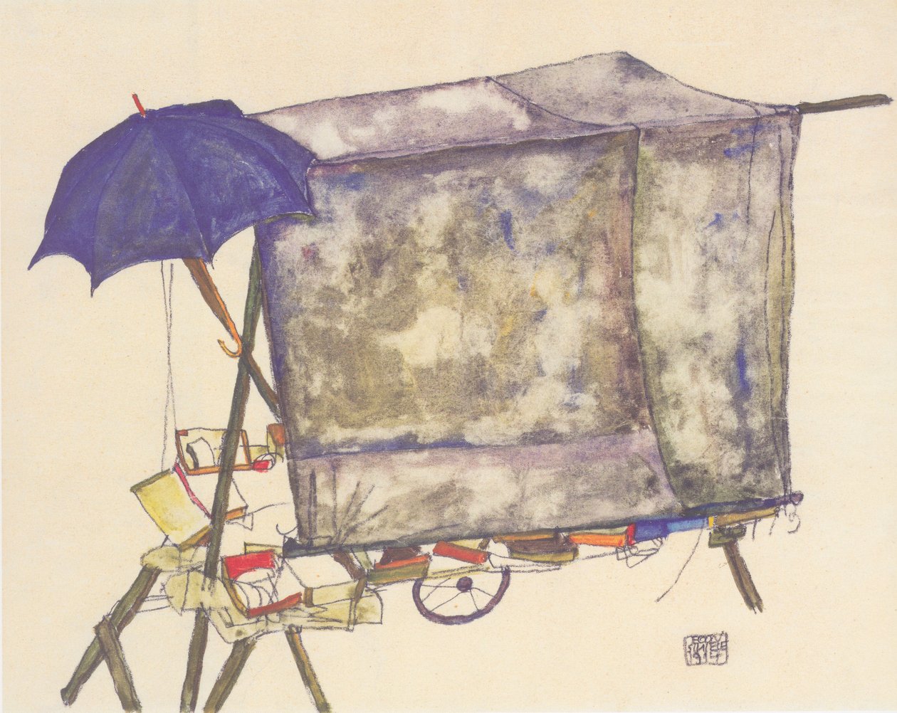Stánek na trhu od Egon Schiele