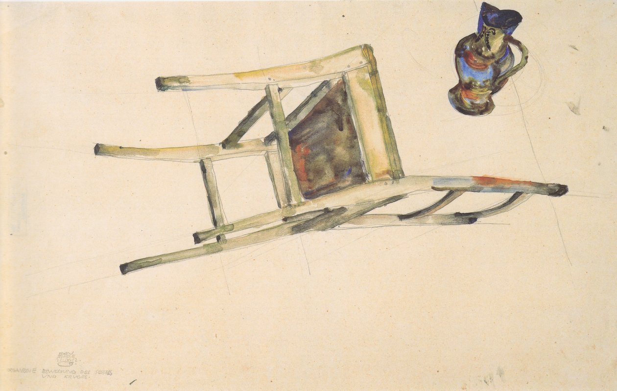 Organický pohyb židle a džbánu-21. 4. 1912 od Egon Schiele