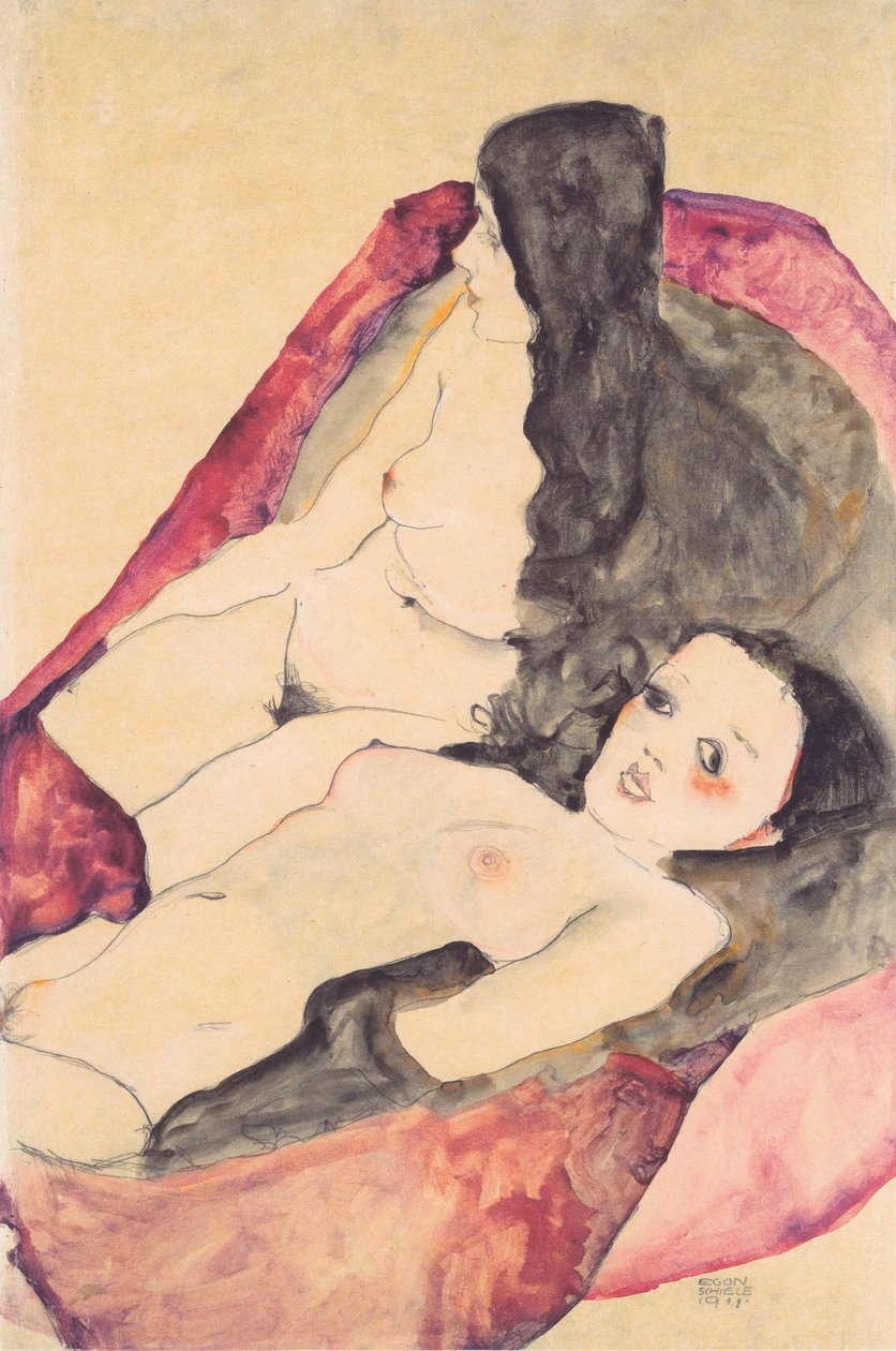  Dva Madchenakten od Egon Schiele