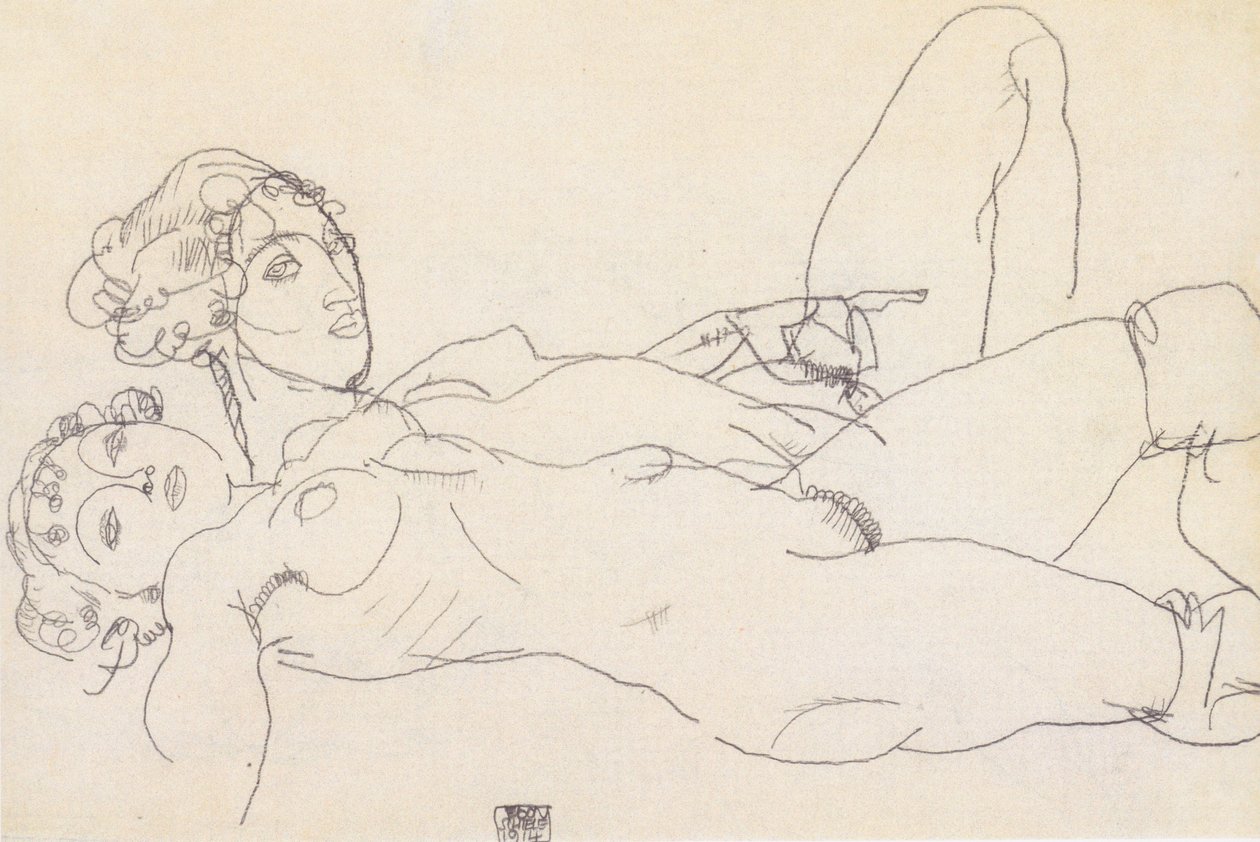 Dva soubory ležící dívky od Egon Schiele