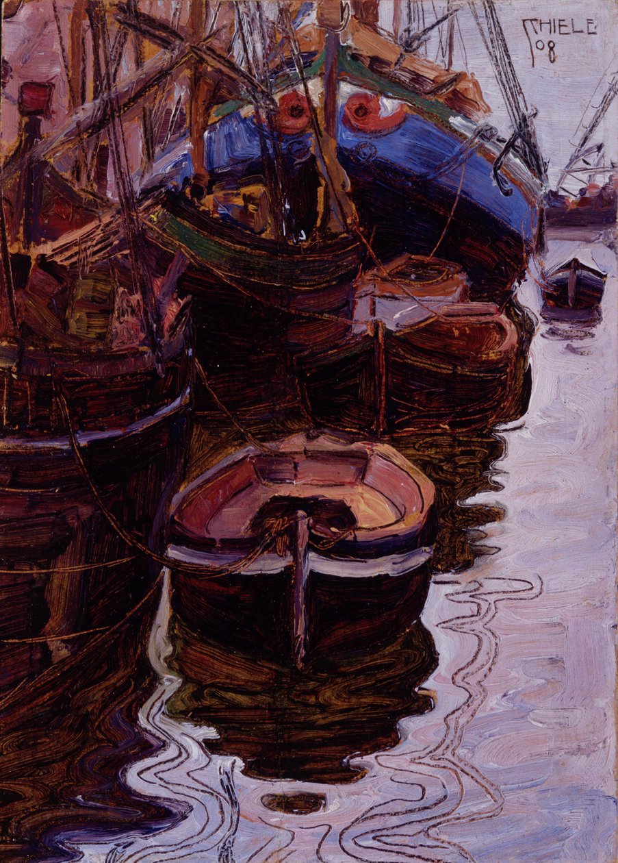 Lodě v přístavu Terst od Egon Schiele