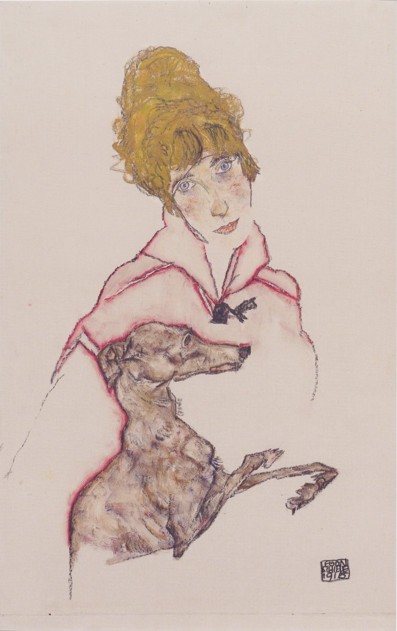 Edith Schiele s chrtem od Egon Schiele