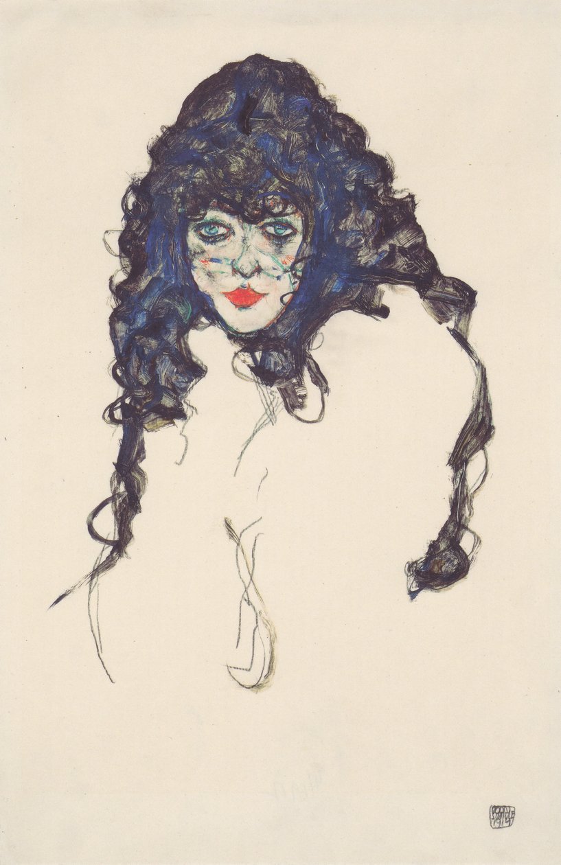 Žena s černými vlasy od Egon Schiele