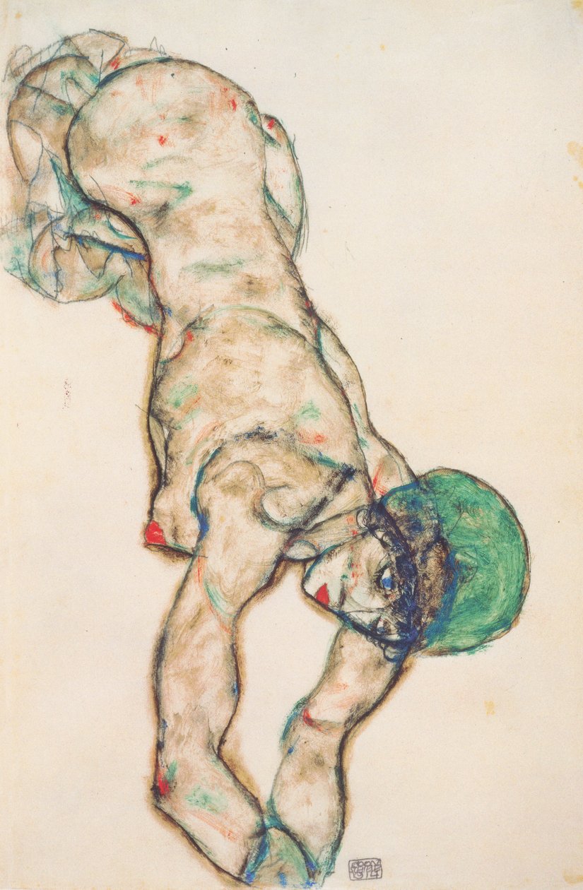 Akt se zelenou kapucí od Egon Schiele