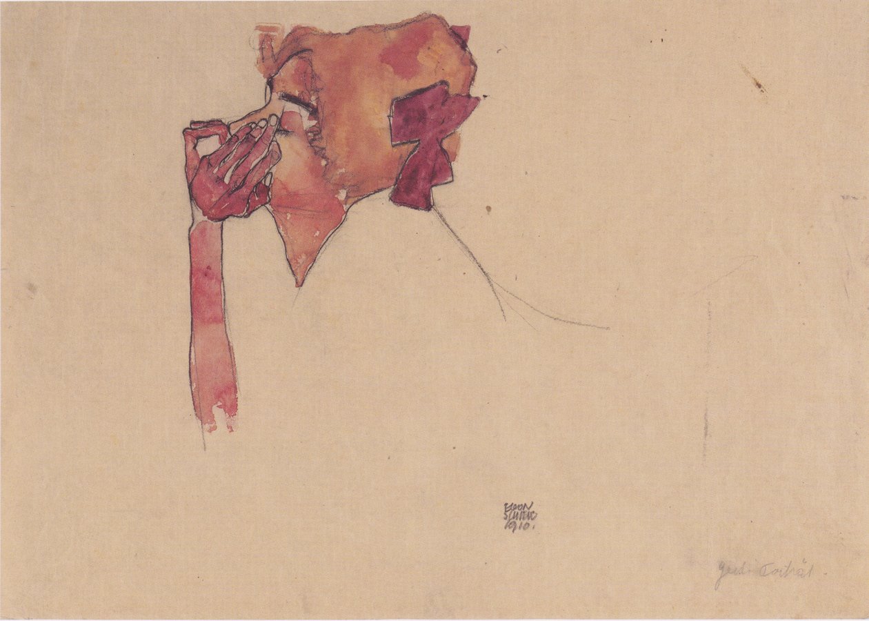 Gerti Schiele s vlasovým stehem od Egon Schiele