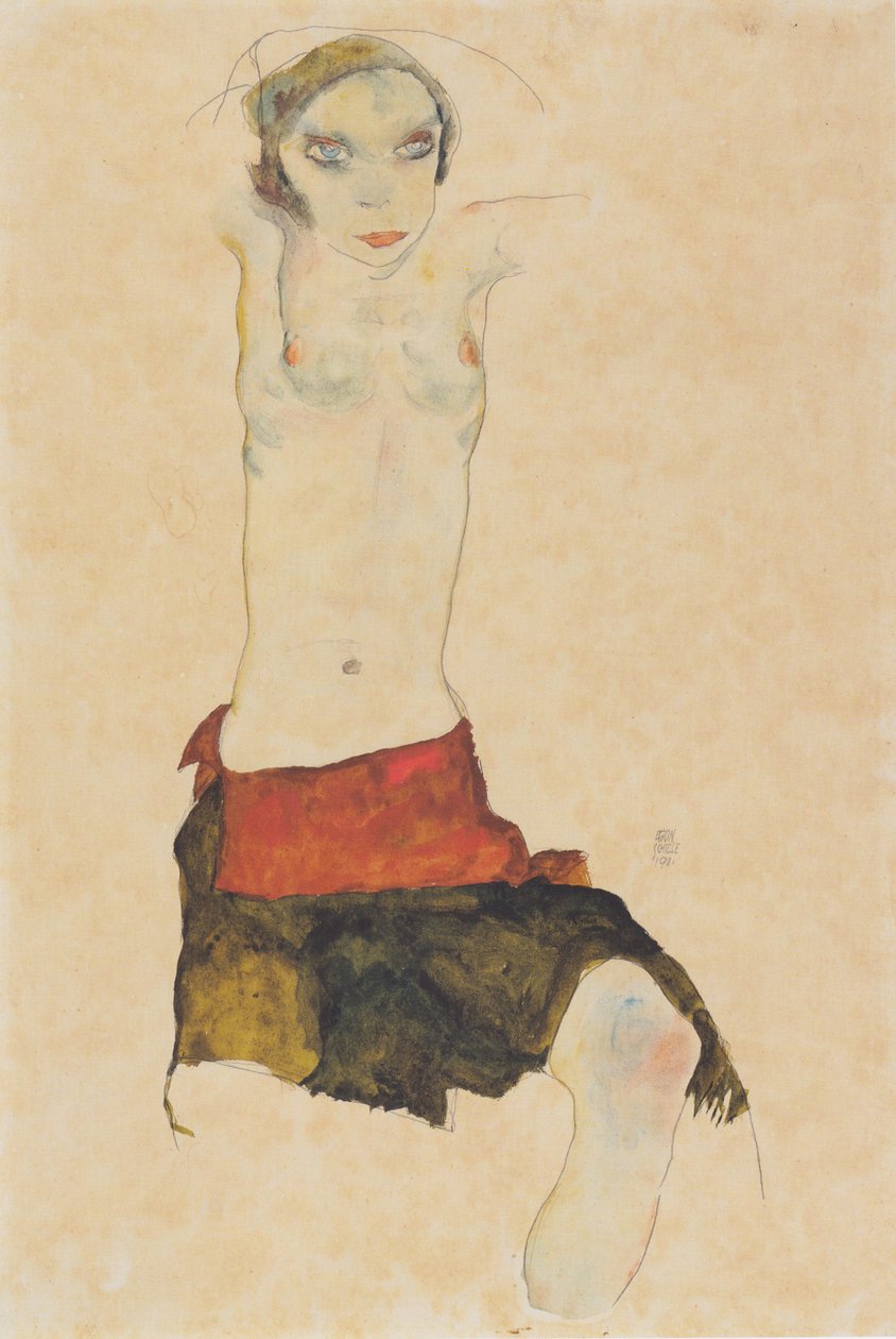 Polonahá sedící dívka od Egon Schiele