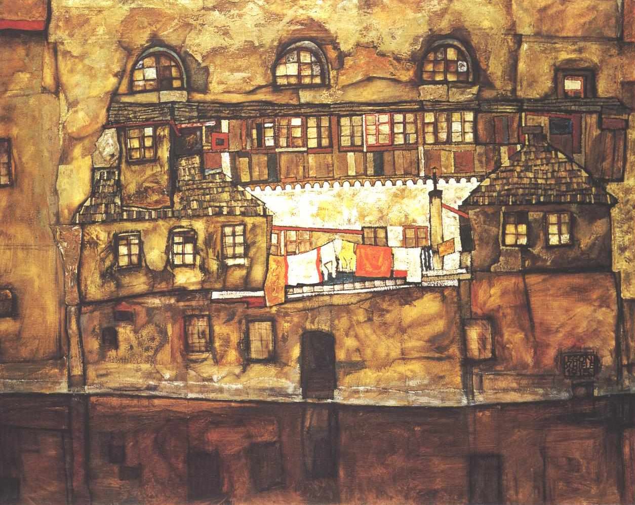Dům u řeky od Egon Schiele