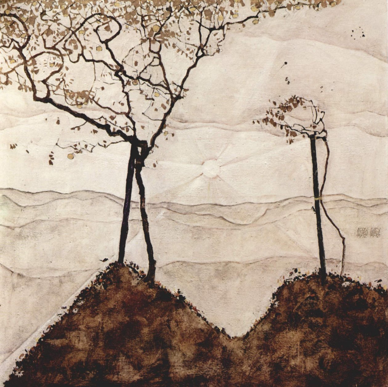 Podzimní slunce a stromy od Egon Schiele