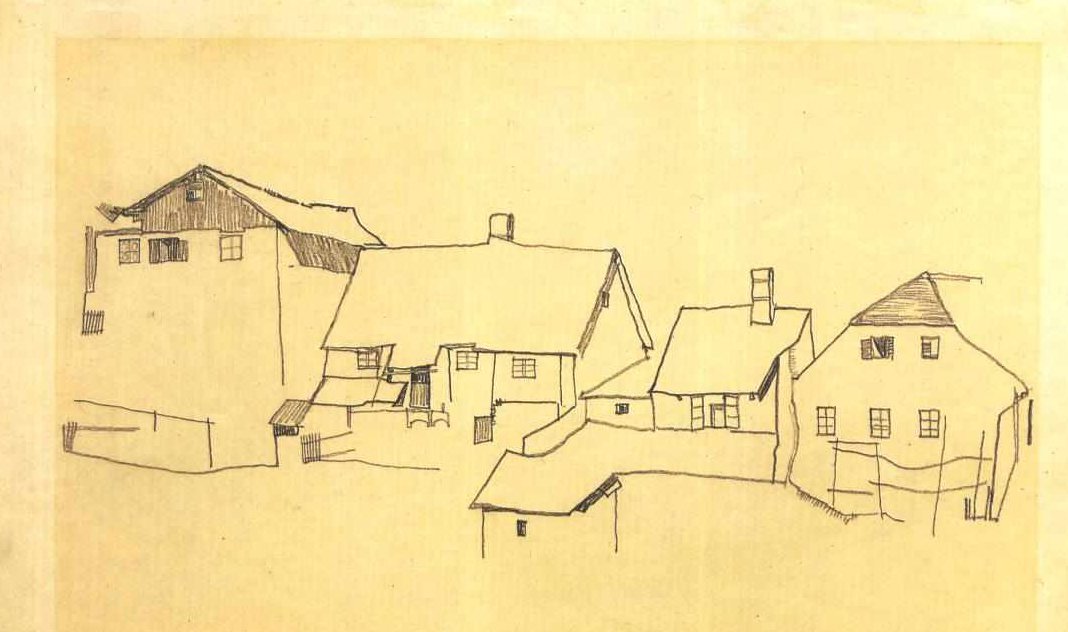 Řada domů v Krumlově od Egon Schiele
