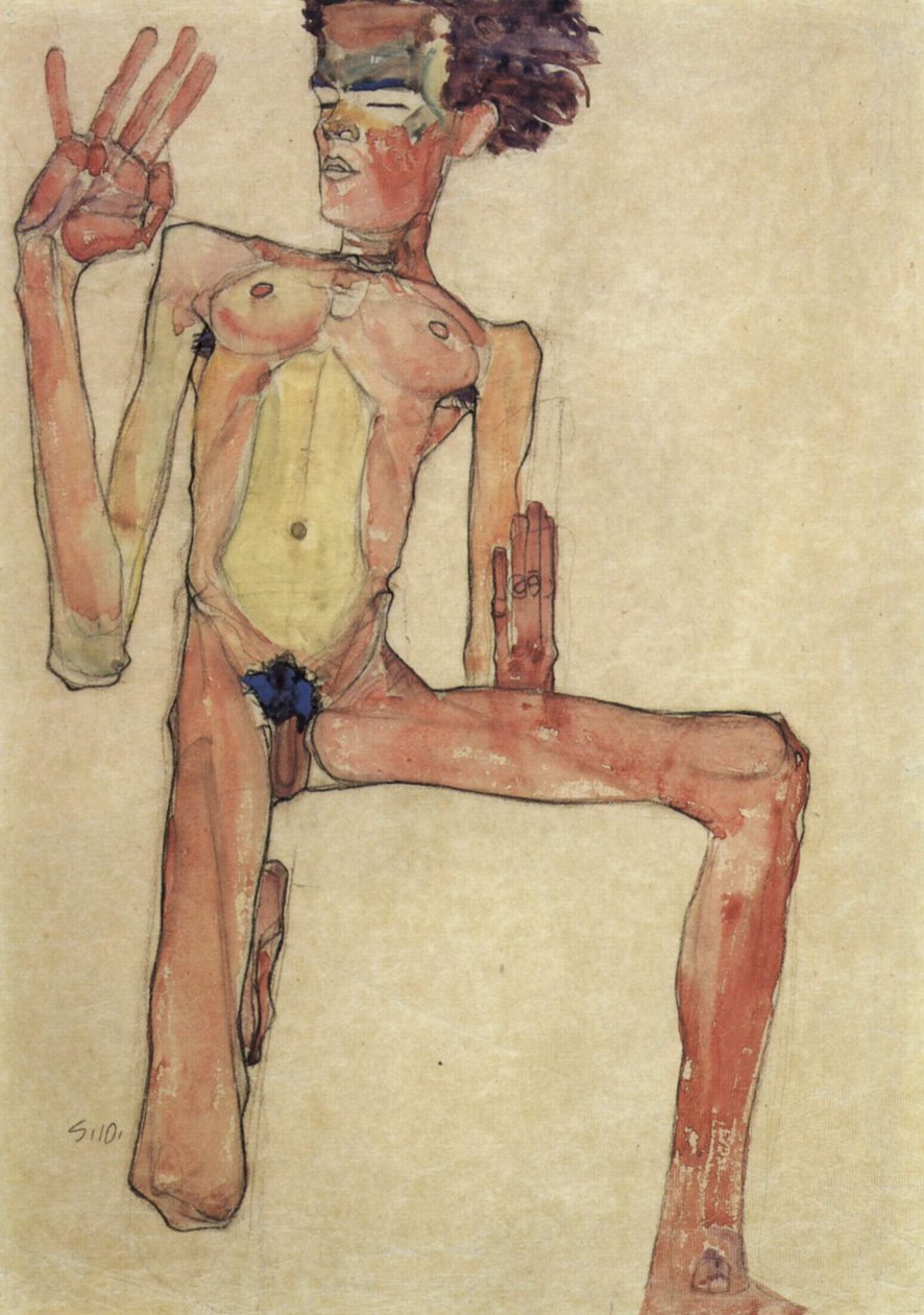 Klečící akt od Egon Schiele