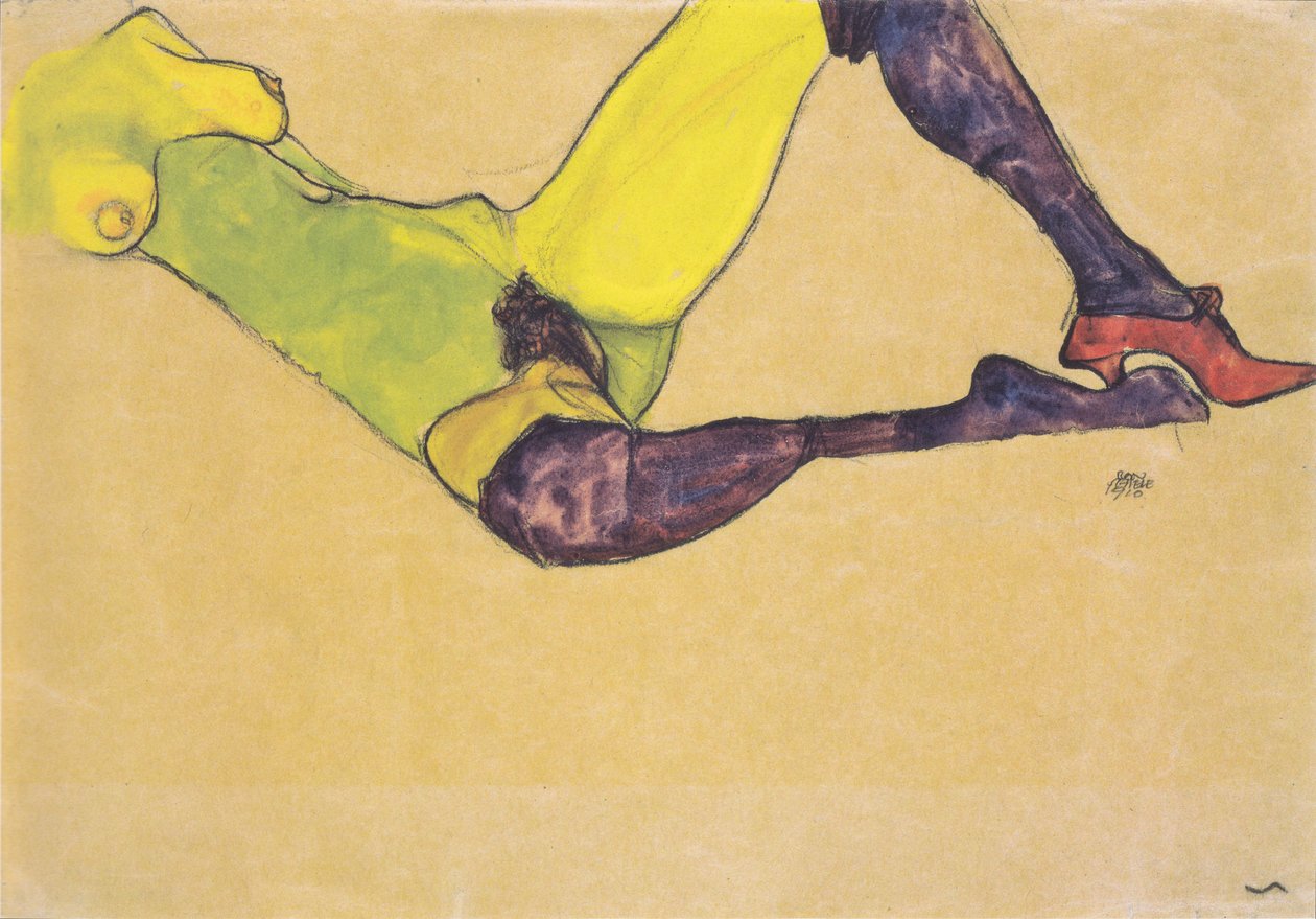 Ležící ženské nahé trup od Egon Schiele