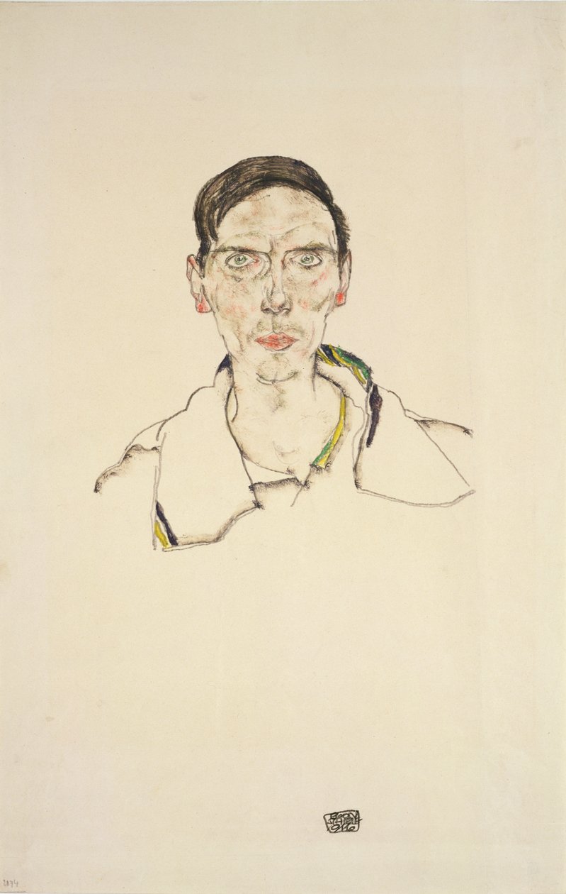 Portrét mladého muže ve sportovním oblečení, 1916 (tužka a pastel) od Egon Schiele