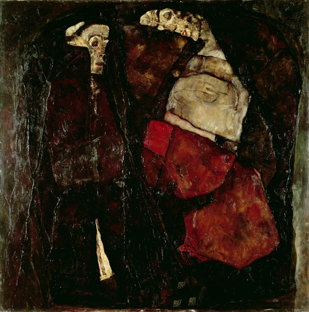 Těhotná žena a smrt, 1911 od Egon Schiele
