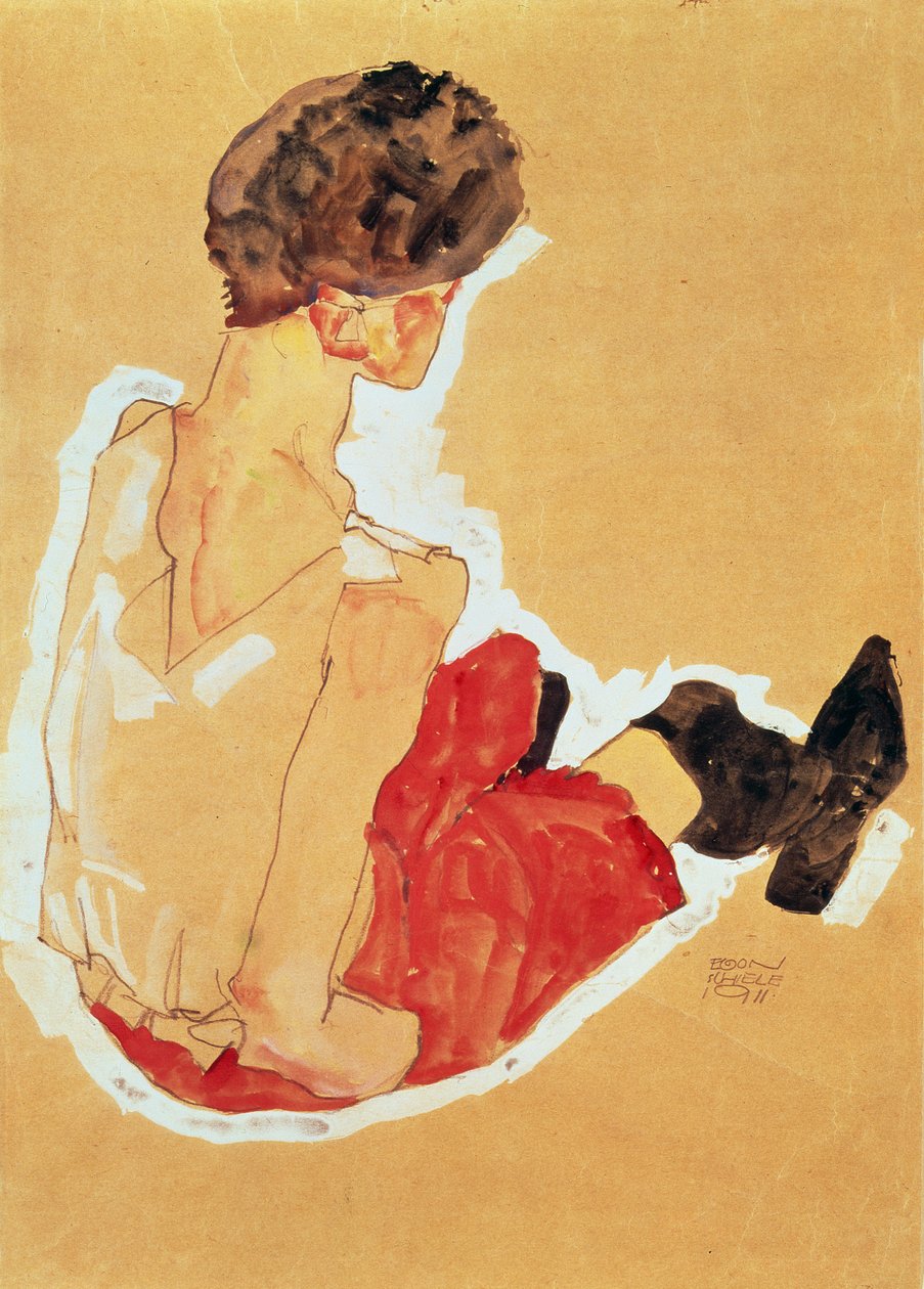 Sedící žena, 1911 (tempera) od Egon Schiele