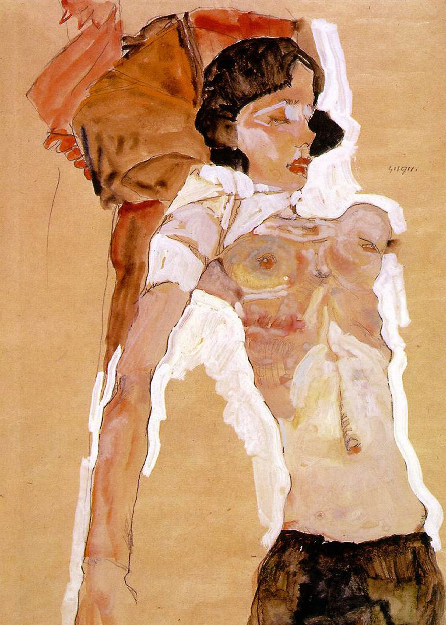 Polonahá ležící od Egon Schiele