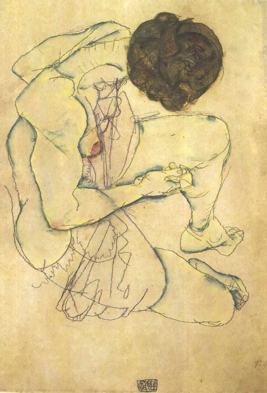 Sedící nahá od Egon Schiele