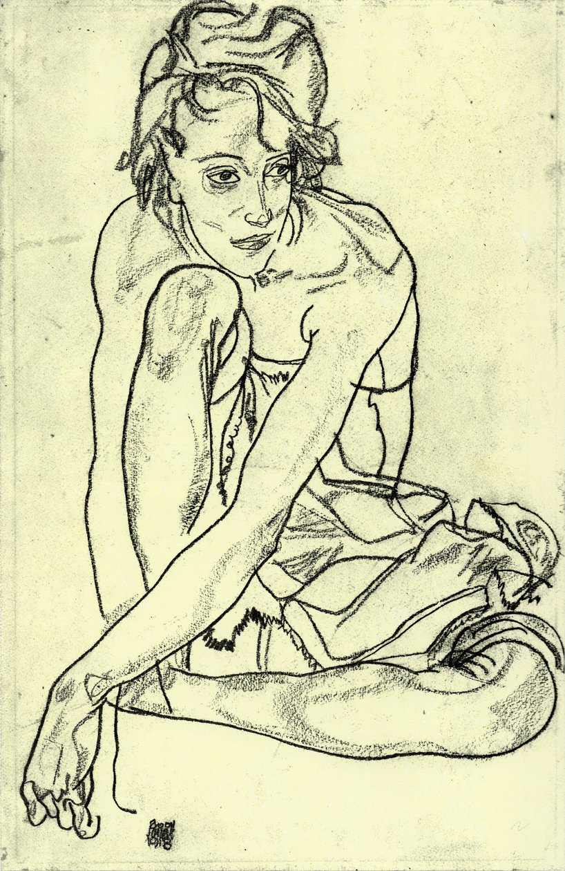 Dřepící žena od Egon Schiele
