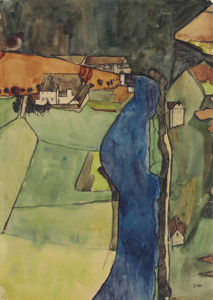 Město na modré řece od Egon Schiele