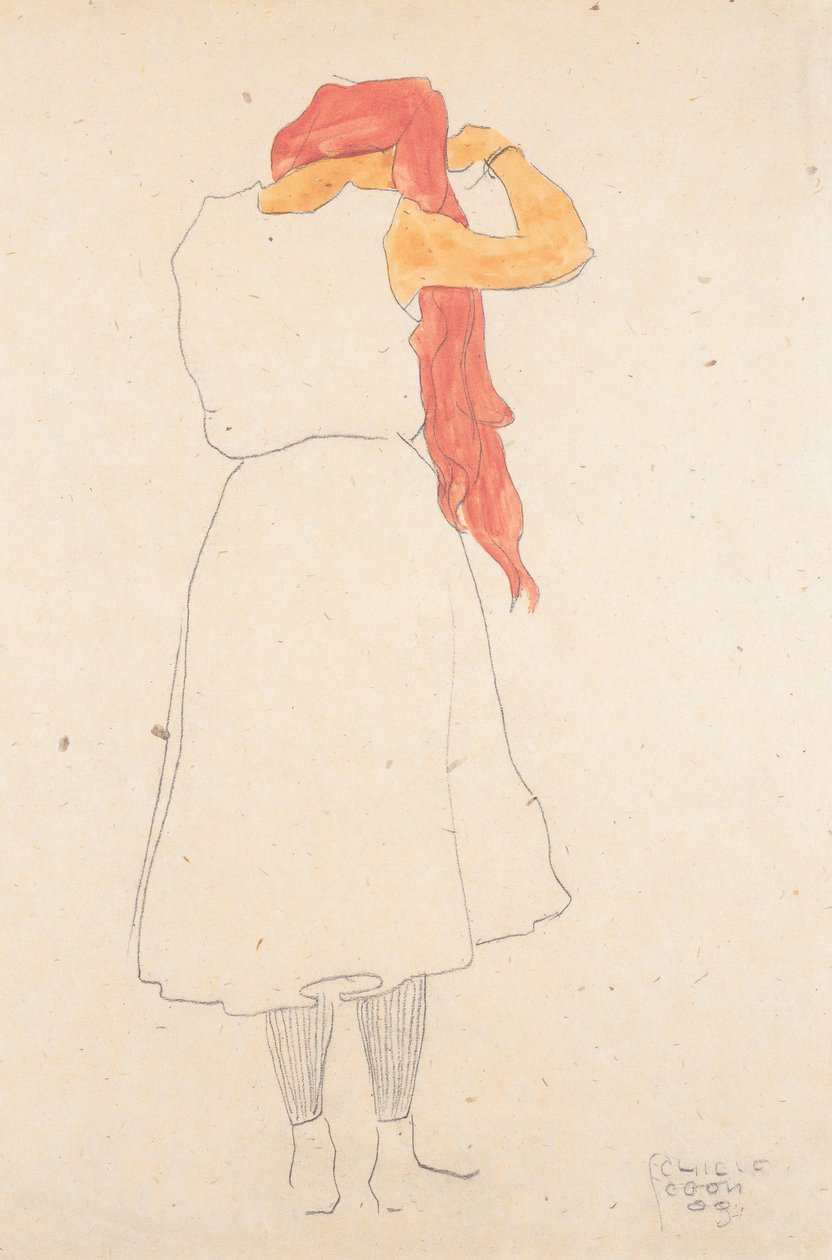 Stojící při česání od Egon Schiele