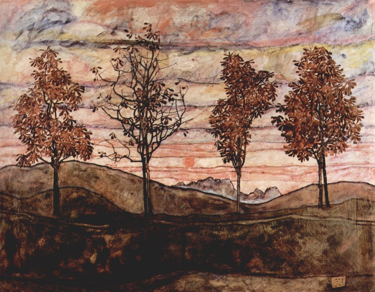 Čtyři stromy od Egon Schiele