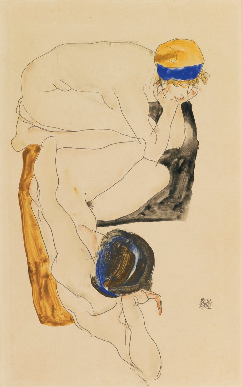 Dvě ležící postavy od Egon Schiele
