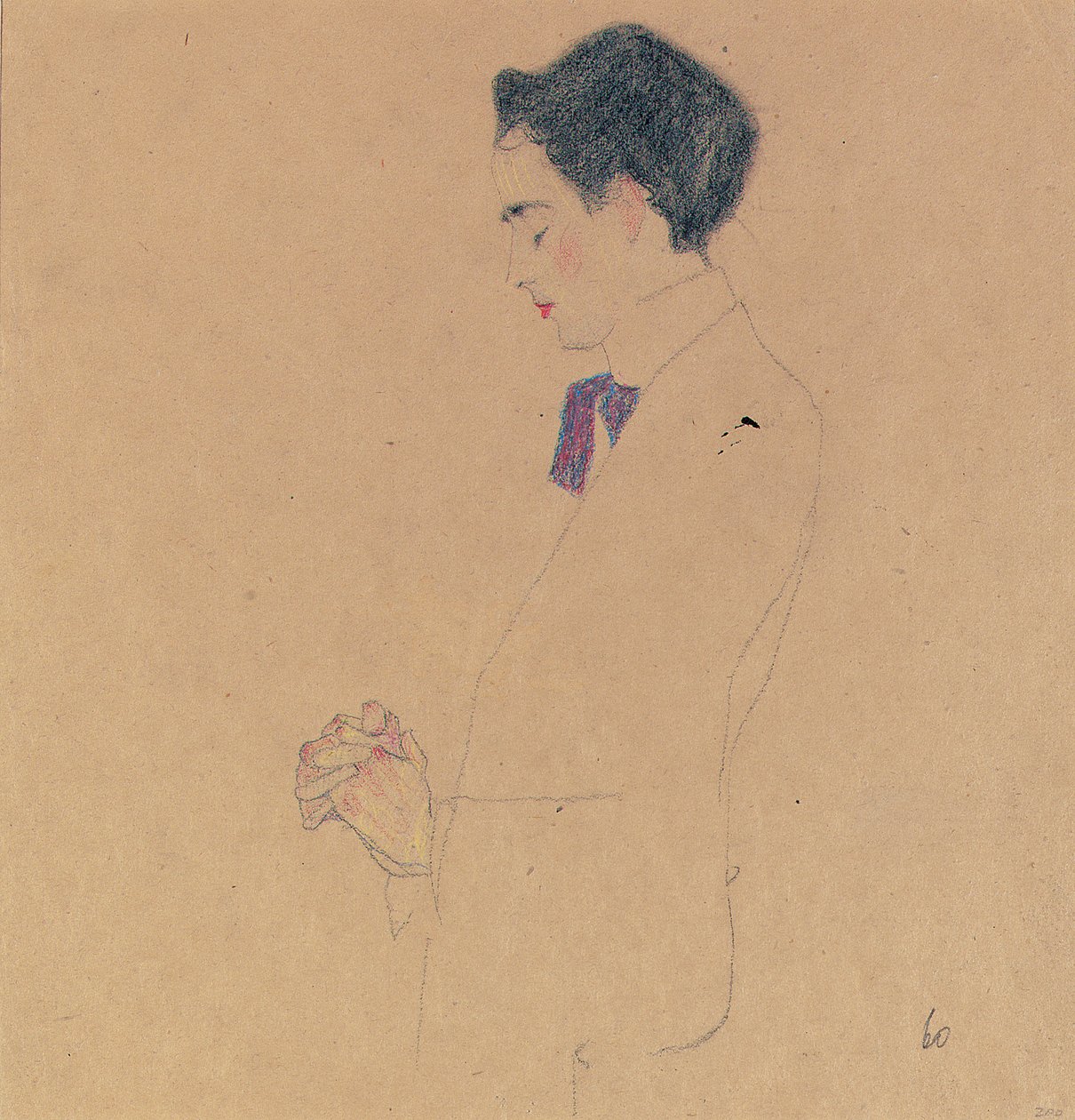 Anton Faistauer se sepjatýma rukama, 1909 od Egon Schiele