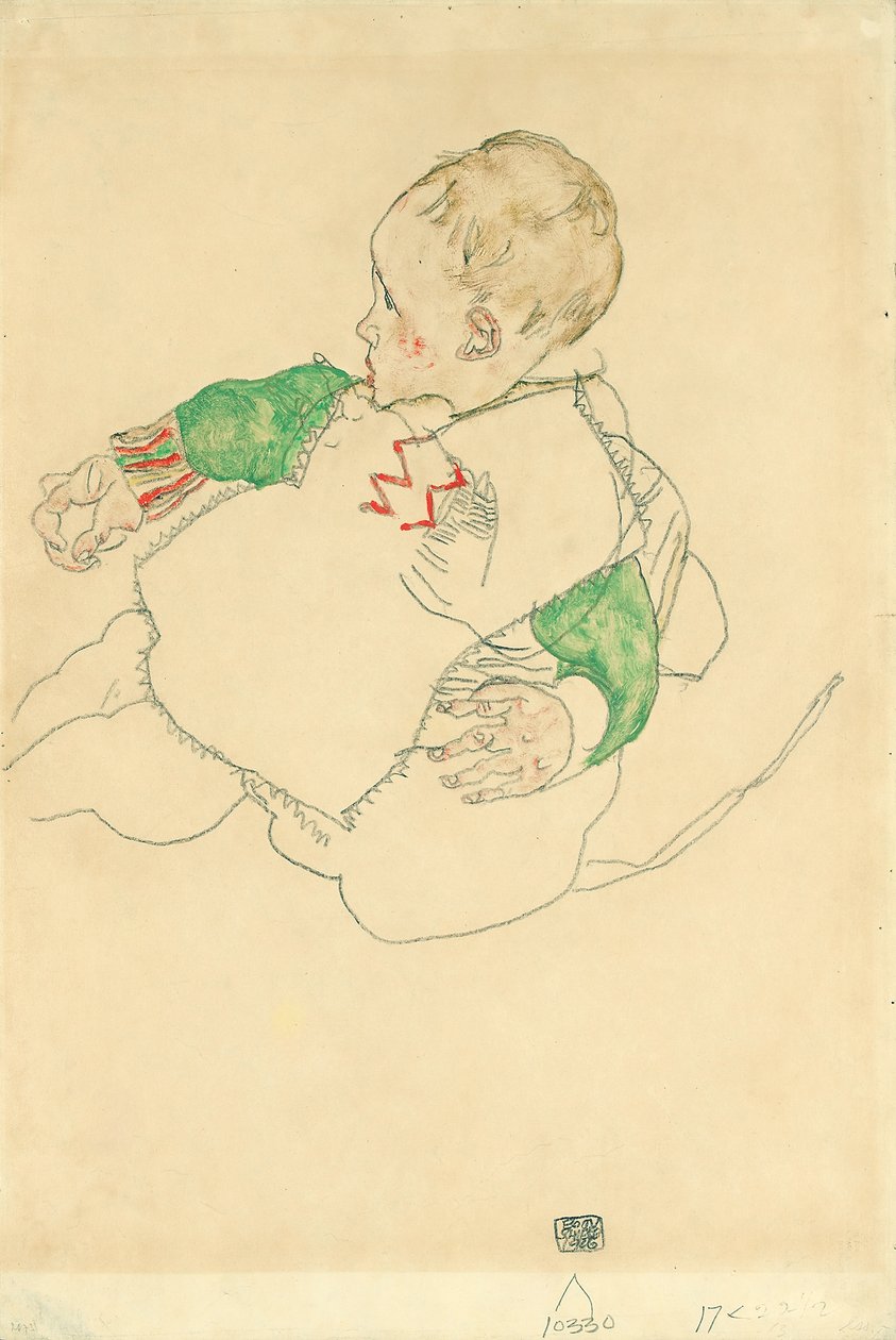 Dítě se zelenými rukávy od Egon Schiele