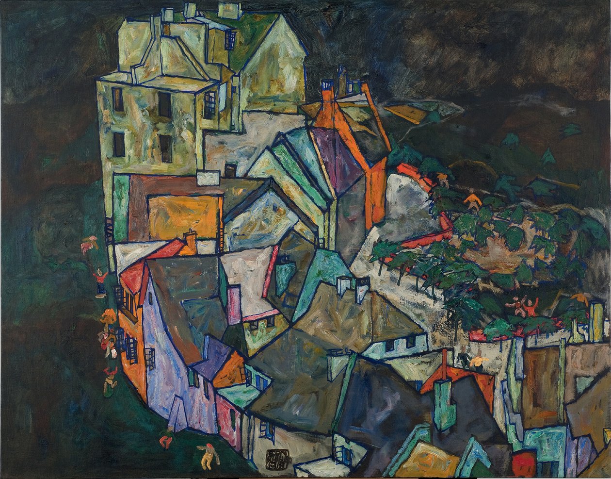 Půlměsíc domů III od Egon Schiele
