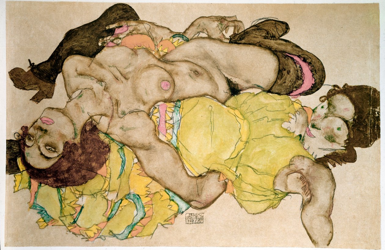 Zakřivené ženy. Kresba Egona Schieleho od Egon Schiele