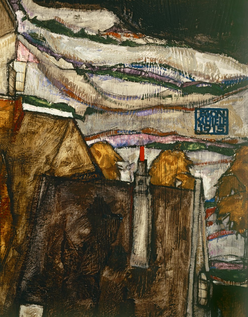Oblouk domů II ... (olej na plátně) od Egon Schiele