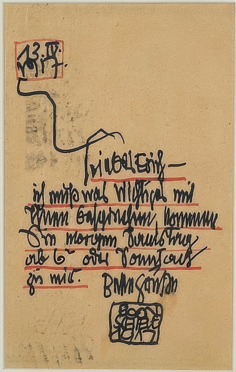 Ručně psaná pohlednice Erichu Ledererovi. 1917 od Egon Schiele