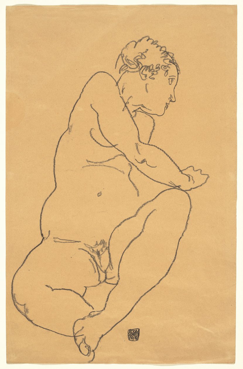 Ženský akt ohýbání doleva od Egon Schiele