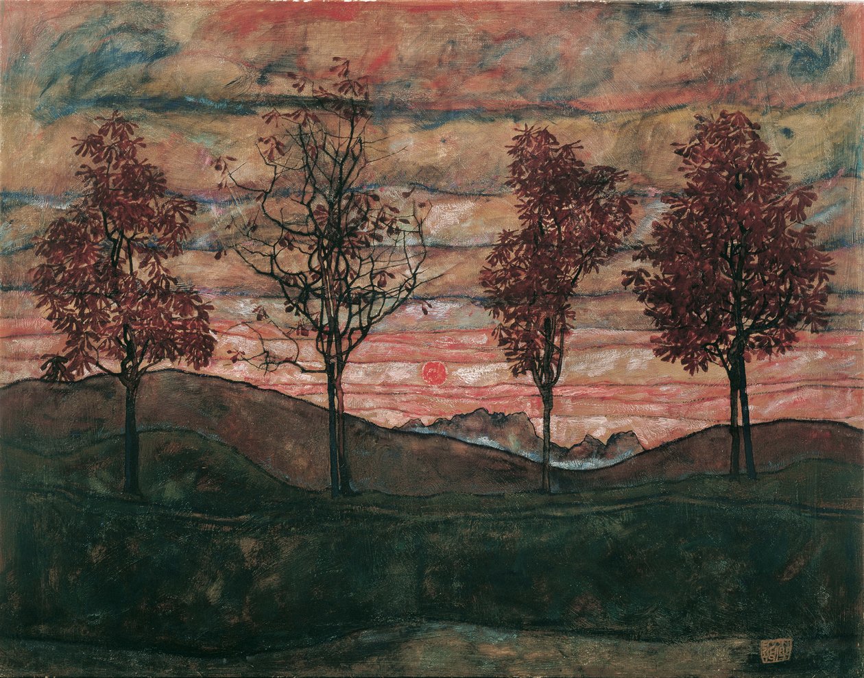 Čtyři stromy, 1917. od Egon Schiele