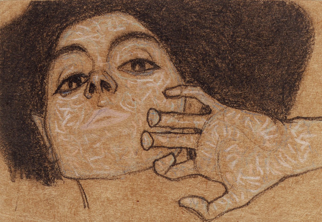 Hlava ženy, kolem 1907-8 od Egon Schiele