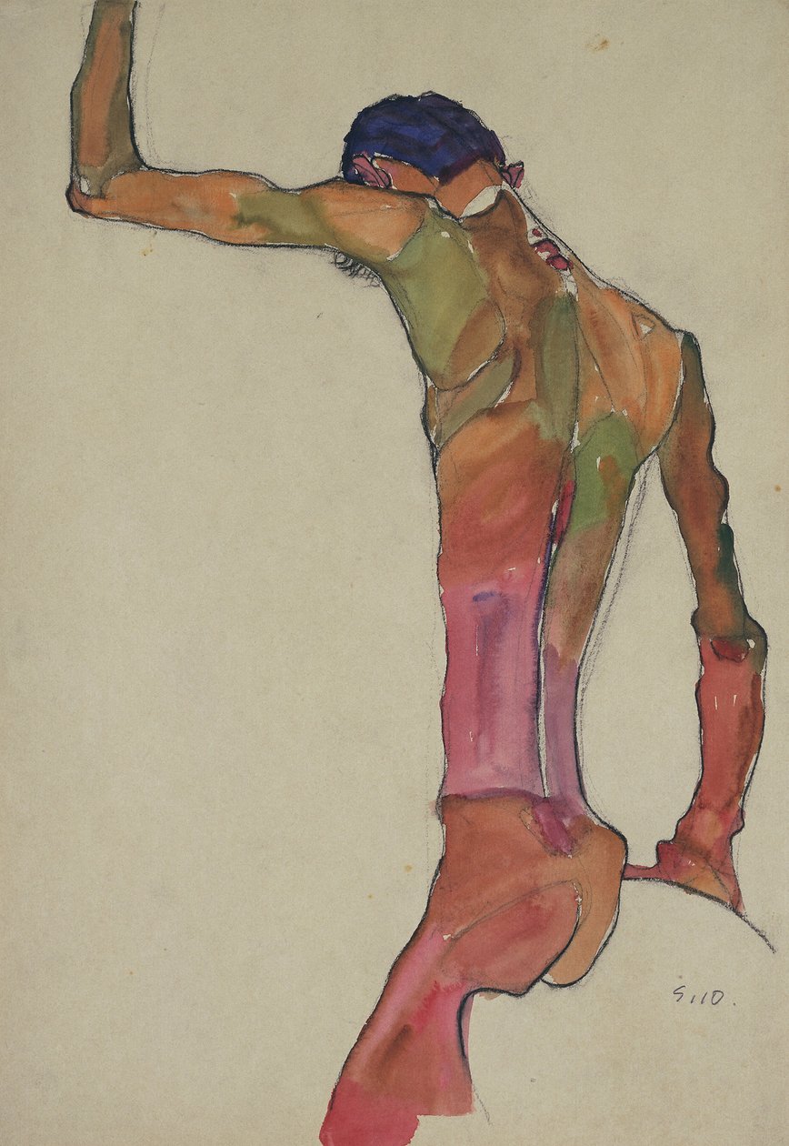 Mužský akt se zdviženou paží od Egon Schiele
