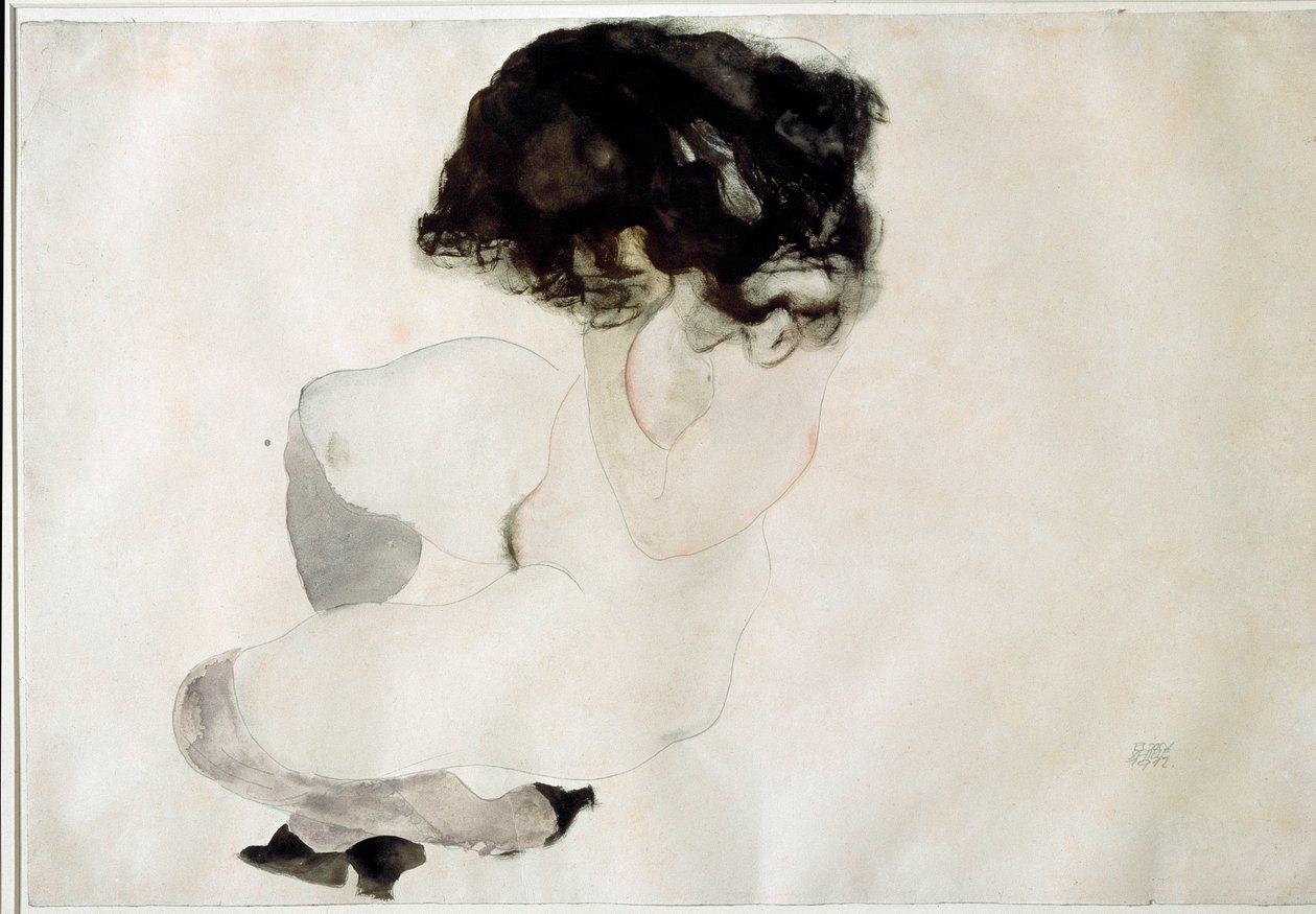Nahý dřep. Kresba Egona Schieleho od Egon Schiele