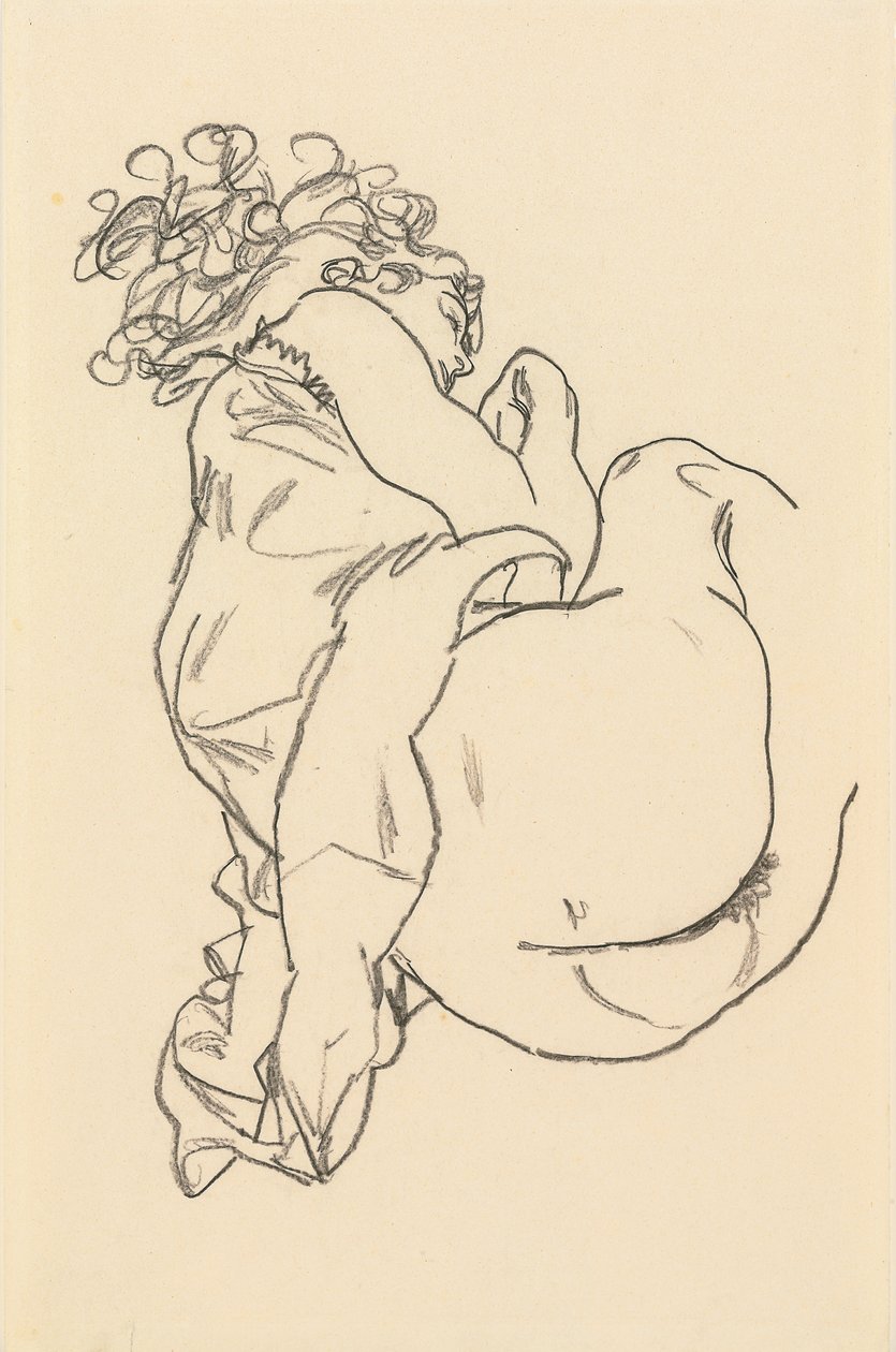 Akt vleže; Liegende, 1917 od Egon Schiele