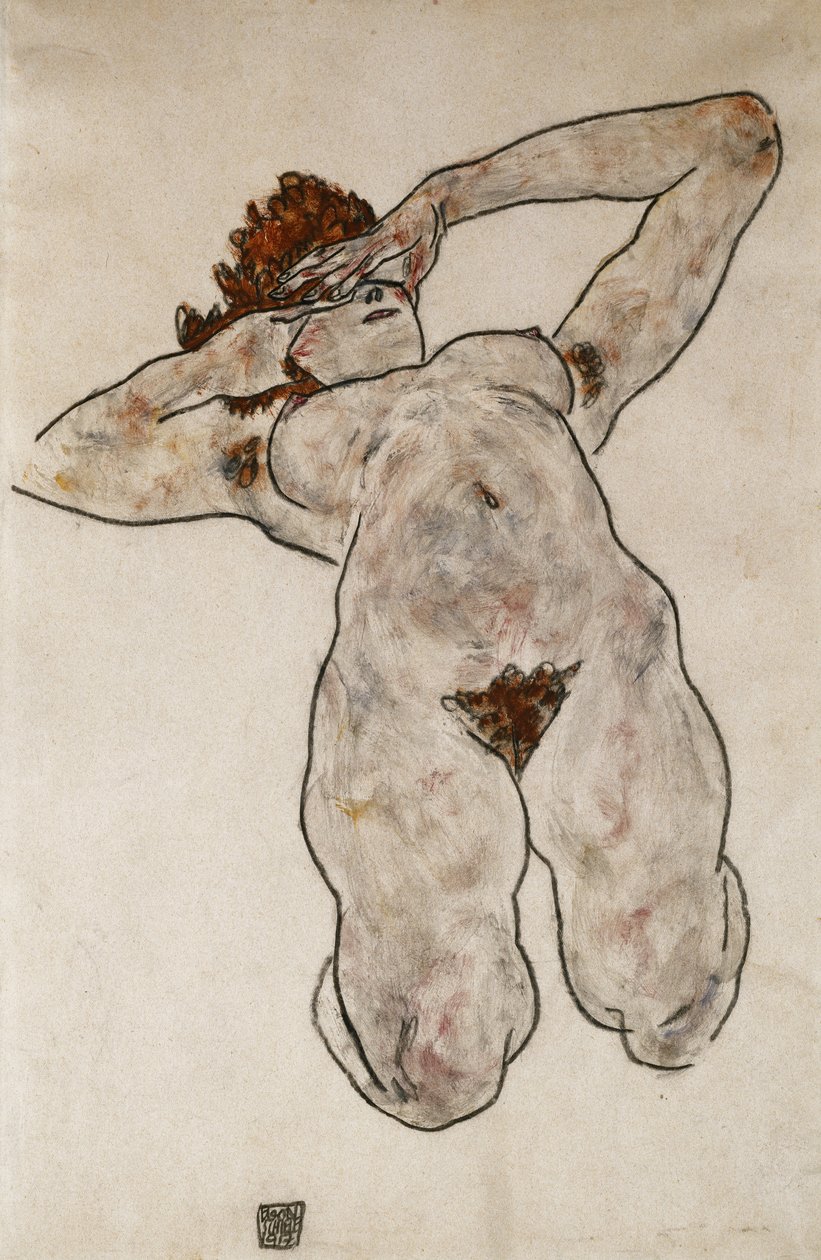 Akt vleže; Ležící akt, 1917 od Egon Schiele