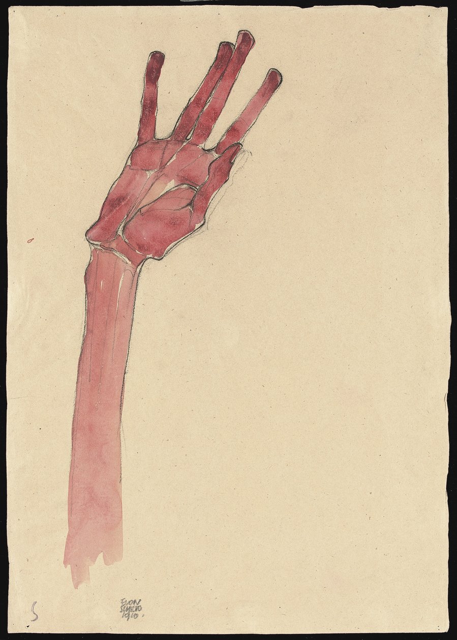 Zvednutá rudá ruka, 1910 od Egon Schiele