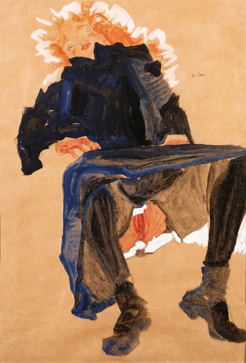 Ležící dívka v modrých šatech, 1910 od Egon Schiele
