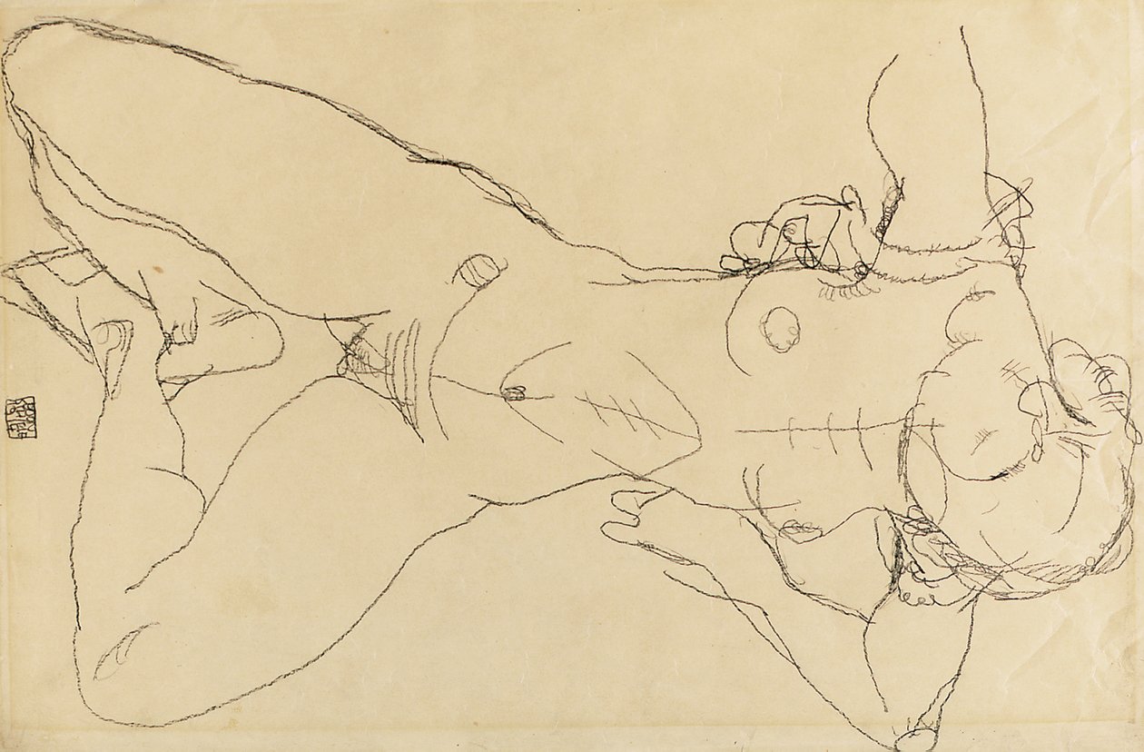 Ležící ženský akt, 1914 od Egon Schiele