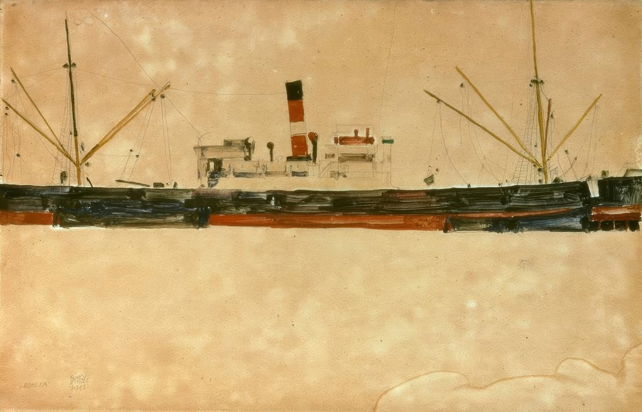 Lodě v přístavu Terst od Egon Schiele