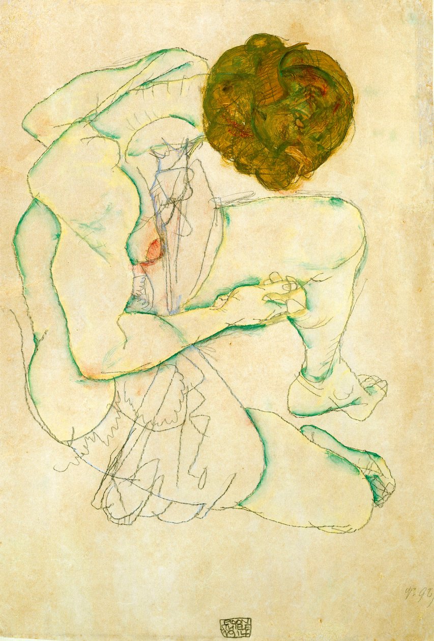 Sedící nahá žena, 1914 od Egon Schiele