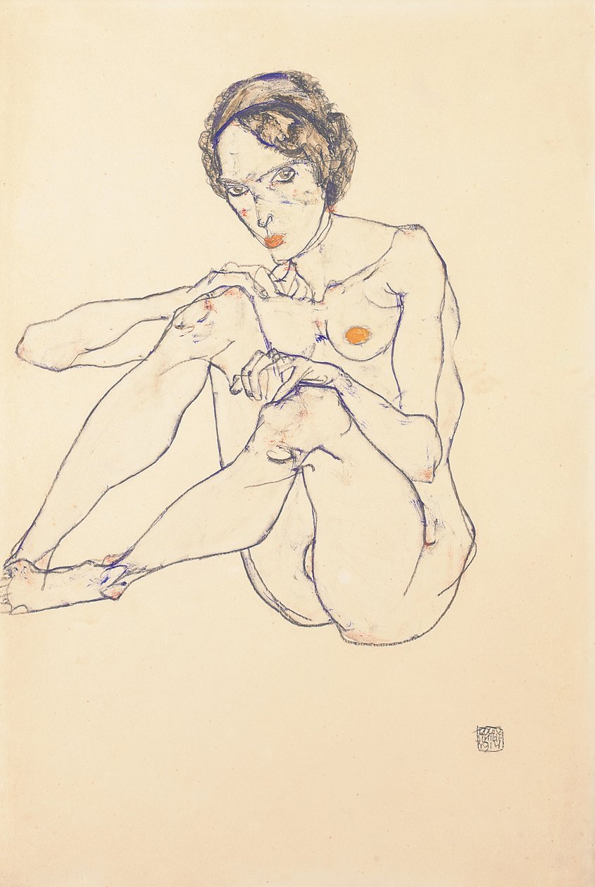 Sedící ženský akt, 1914 od Egon Schiele
