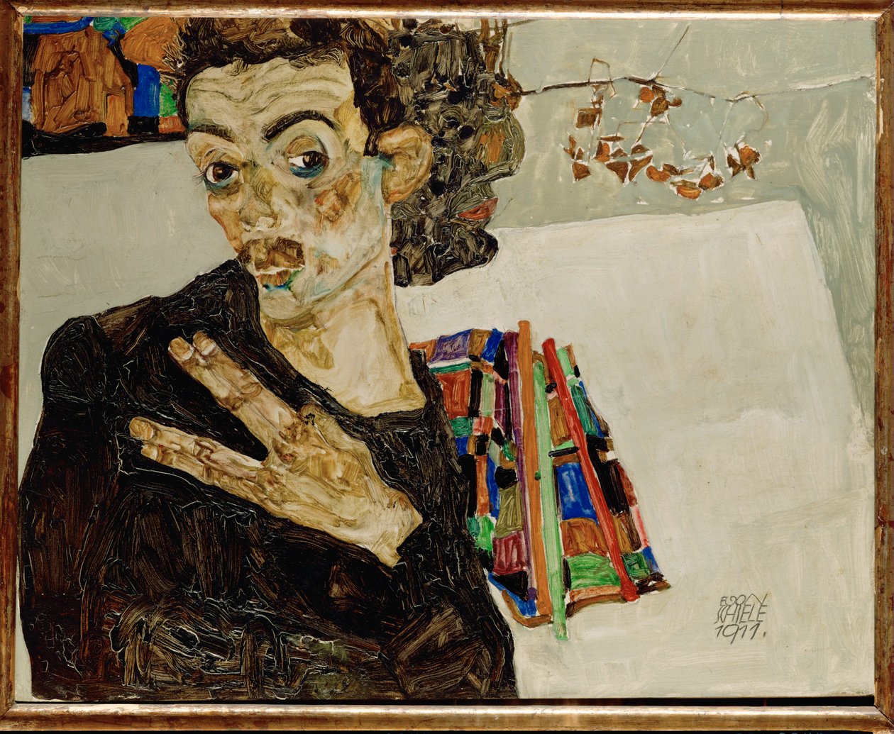 Autoportrét s roztaženými prsty od Egon Schiele