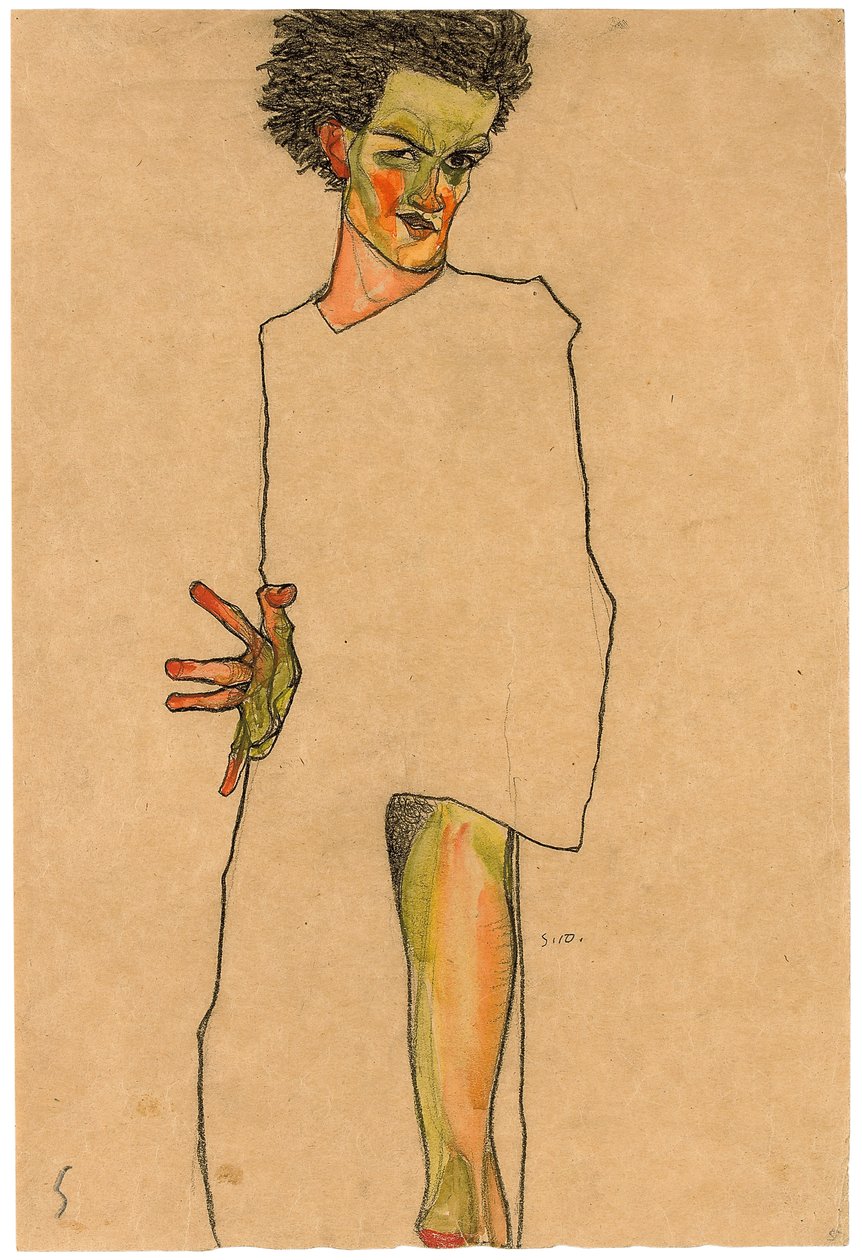 Autoportrét; Sebevzdělávání, 1910 od Egon Schiele